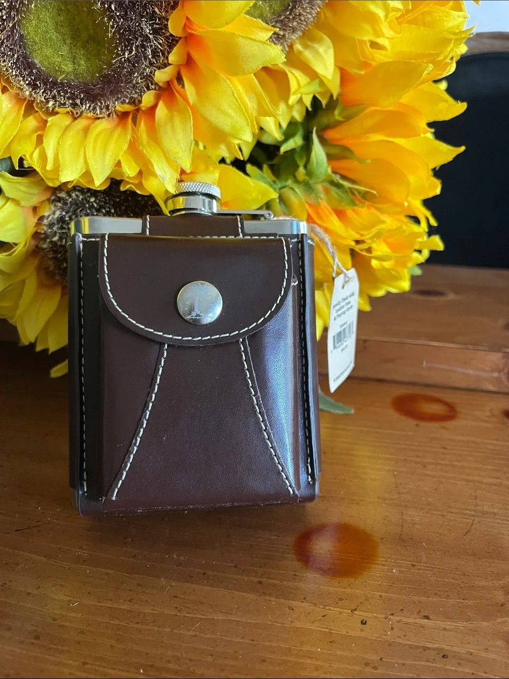 Tommy Bahama Dark Brown Leather Flask-Style Phone Case